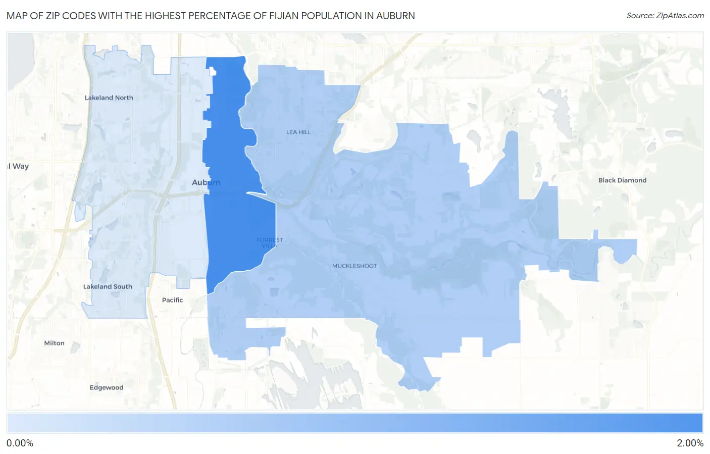 Zip Codes with the Highest Percentage of Fijian Population in Auburn Map