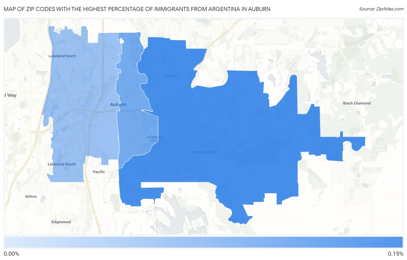 Zip Codes with the Highest Percentage of Immigrants from Argentina in Auburn Map