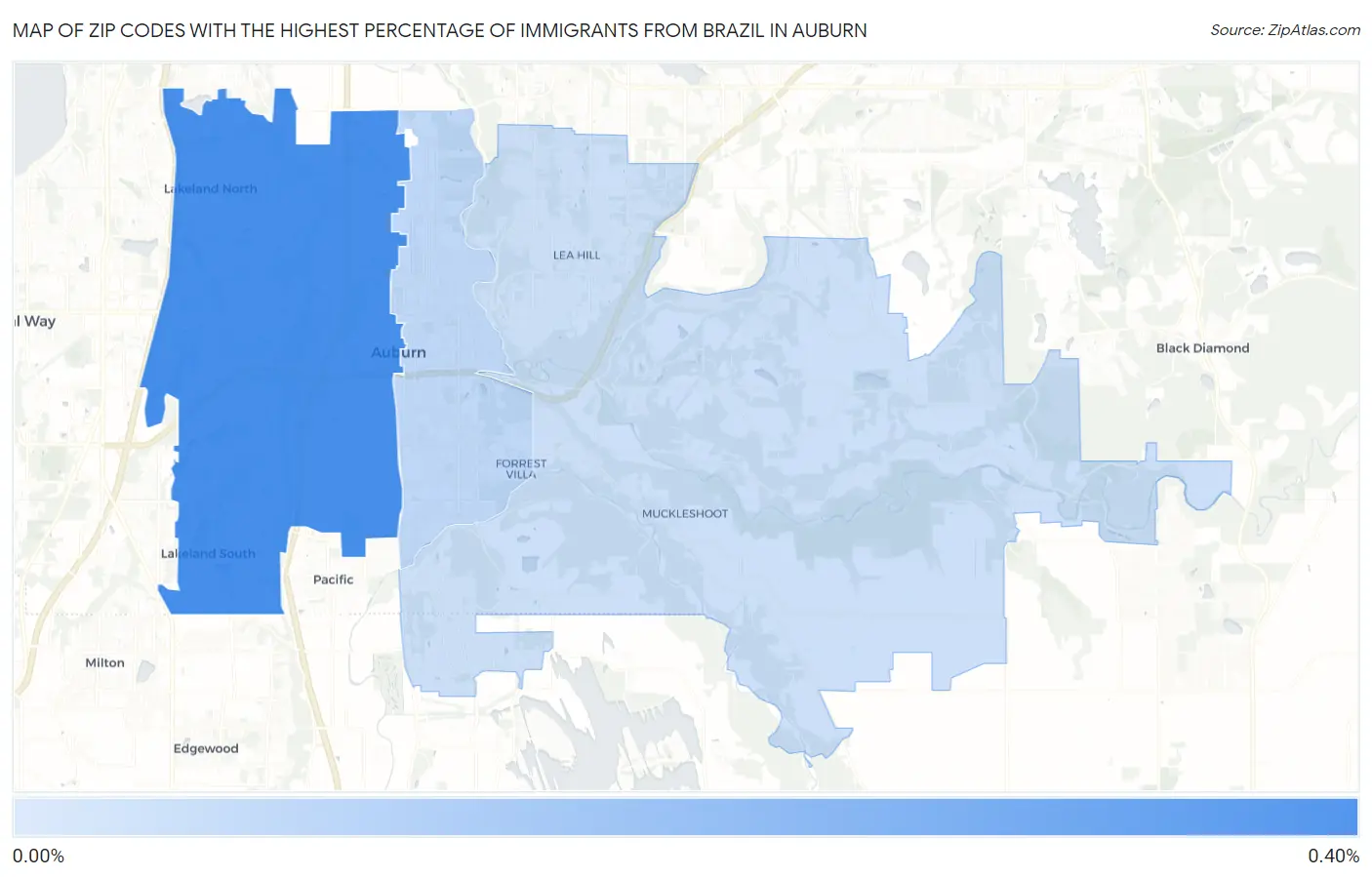 Zip Codes with the Highest Percentage of Immigrants from Brazil in Auburn Map