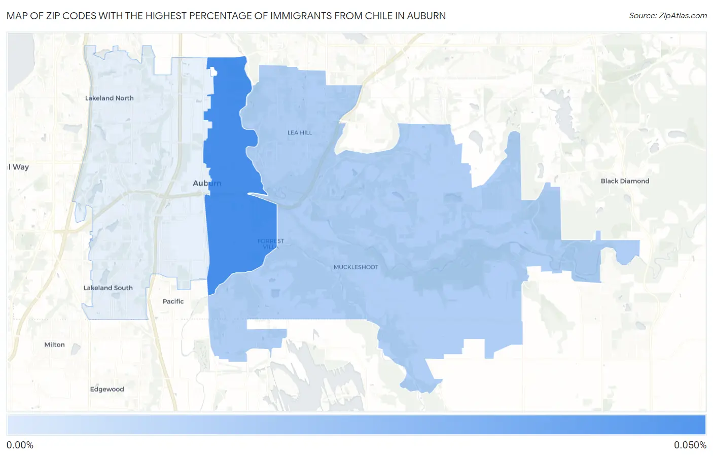 Zip Codes with the Highest Percentage of Immigrants from Chile in Auburn Map