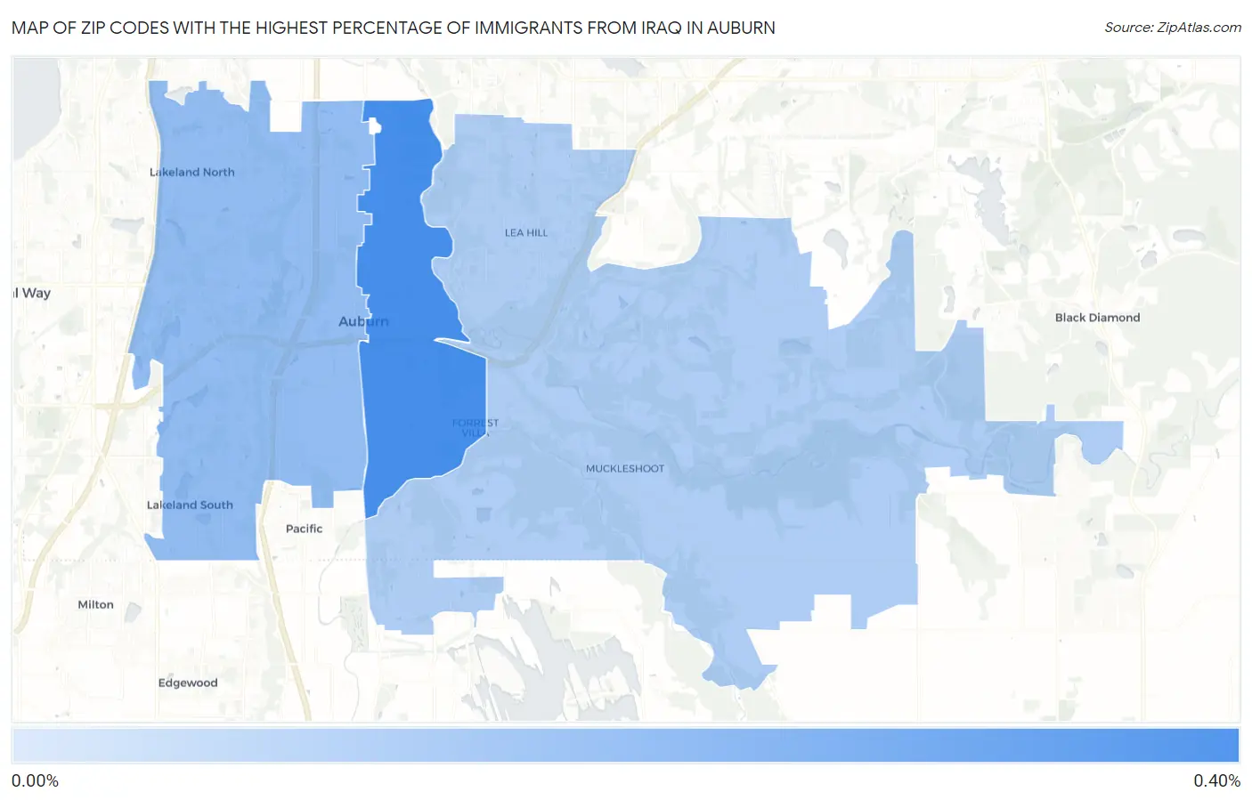 Zip Codes with the Highest Percentage of Immigrants from Iraq in Auburn Map