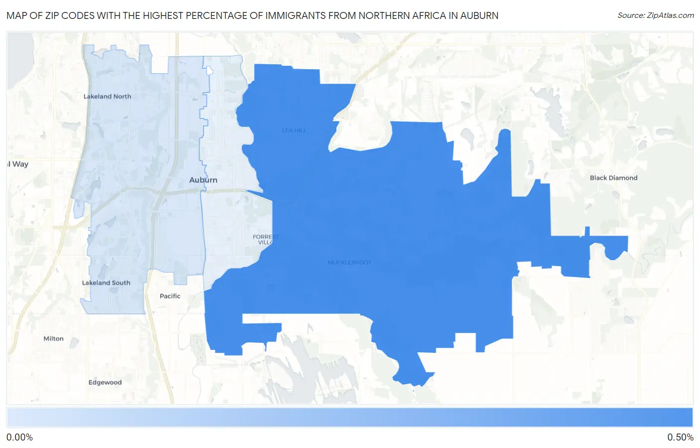 Zip Codes with the Highest Percentage of Immigrants from Northern Africa in Auburn Map