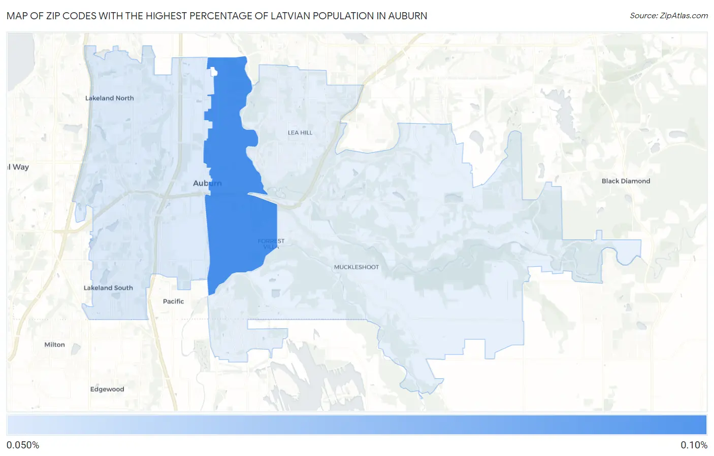 Zip Codes with the Highest Percentage of Latvian Population in Auburn Map