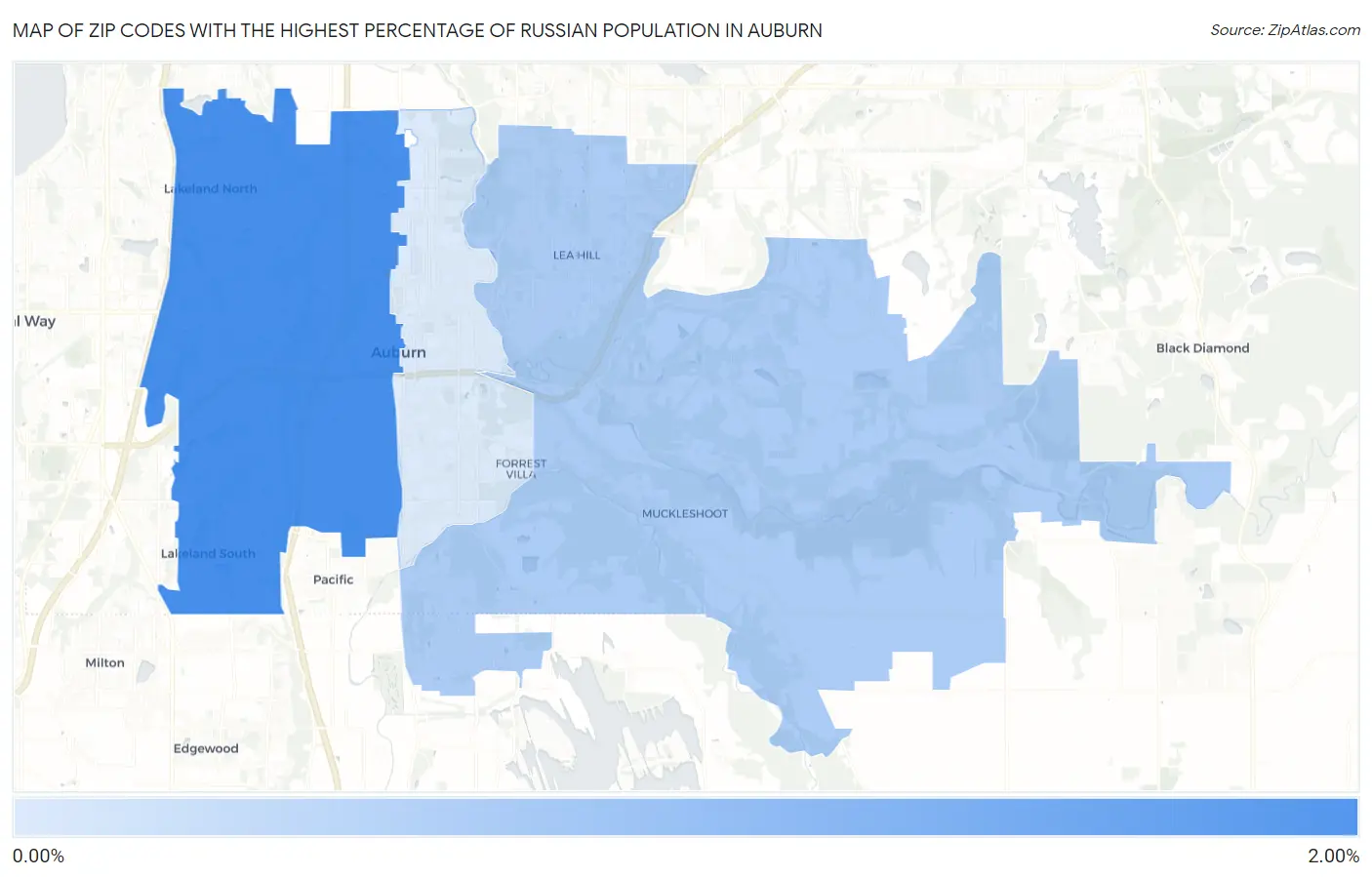 Zip Codes with the Highest Percentage of Russian Population in Auburn Map