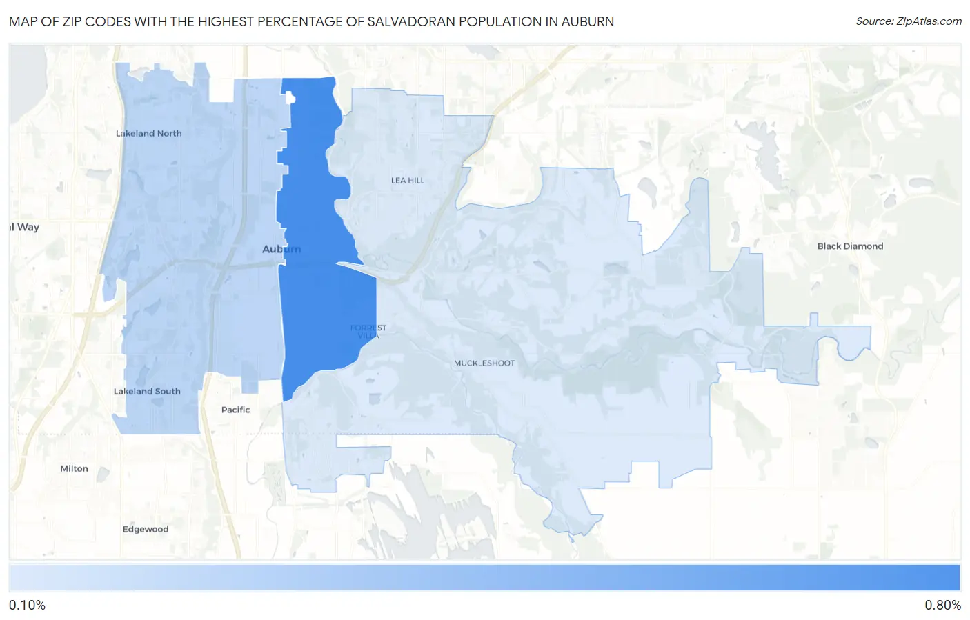 Zip Codes with the Highest Percentage of Salvadoran Population in Auburn Map