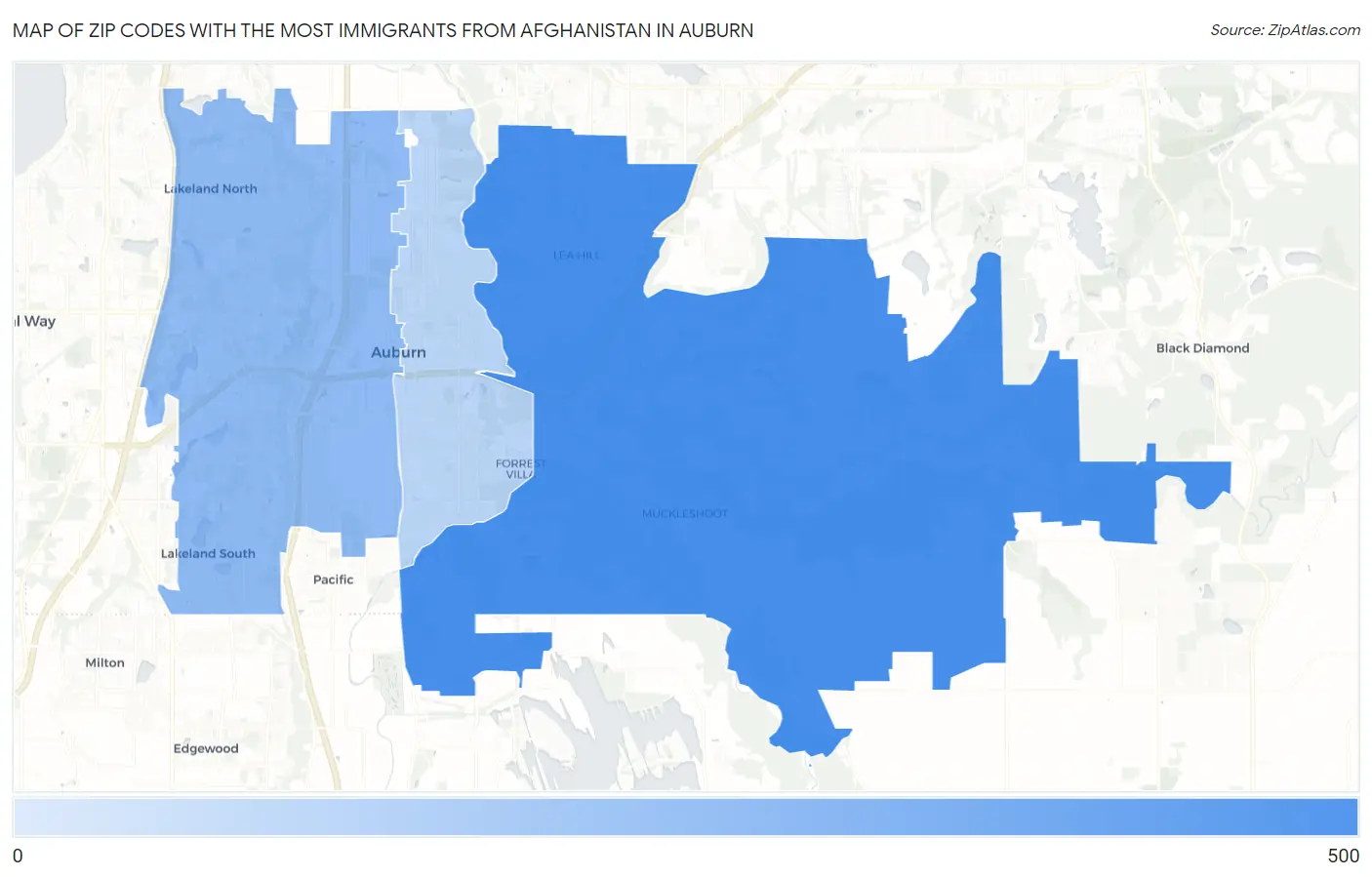 Zip Codes with the Most Immigrants from Afghanistan in Auburn Map