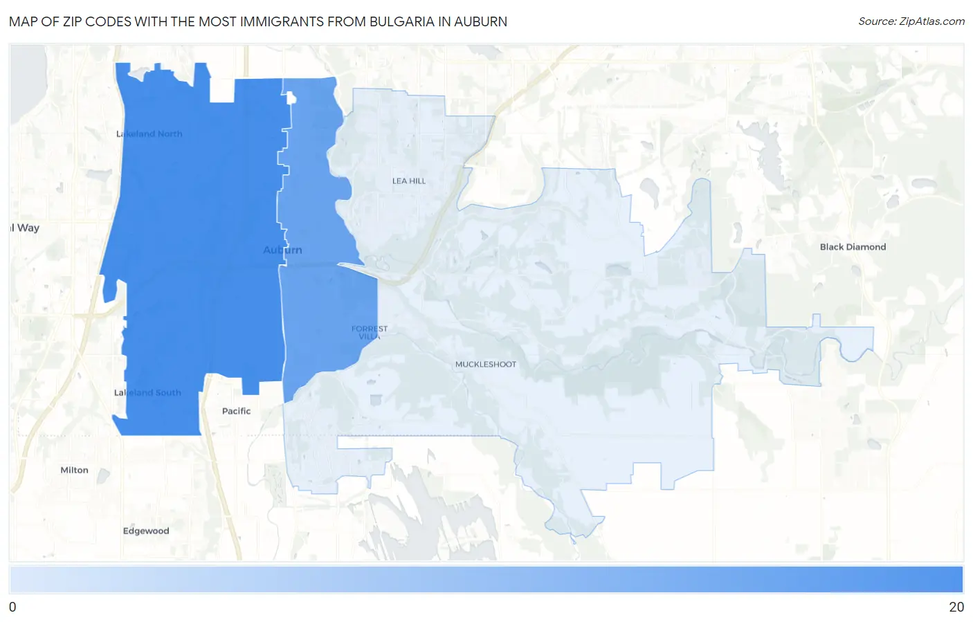 Zip Codes with the Most Immigrants from Bulgaria in Auburn Map