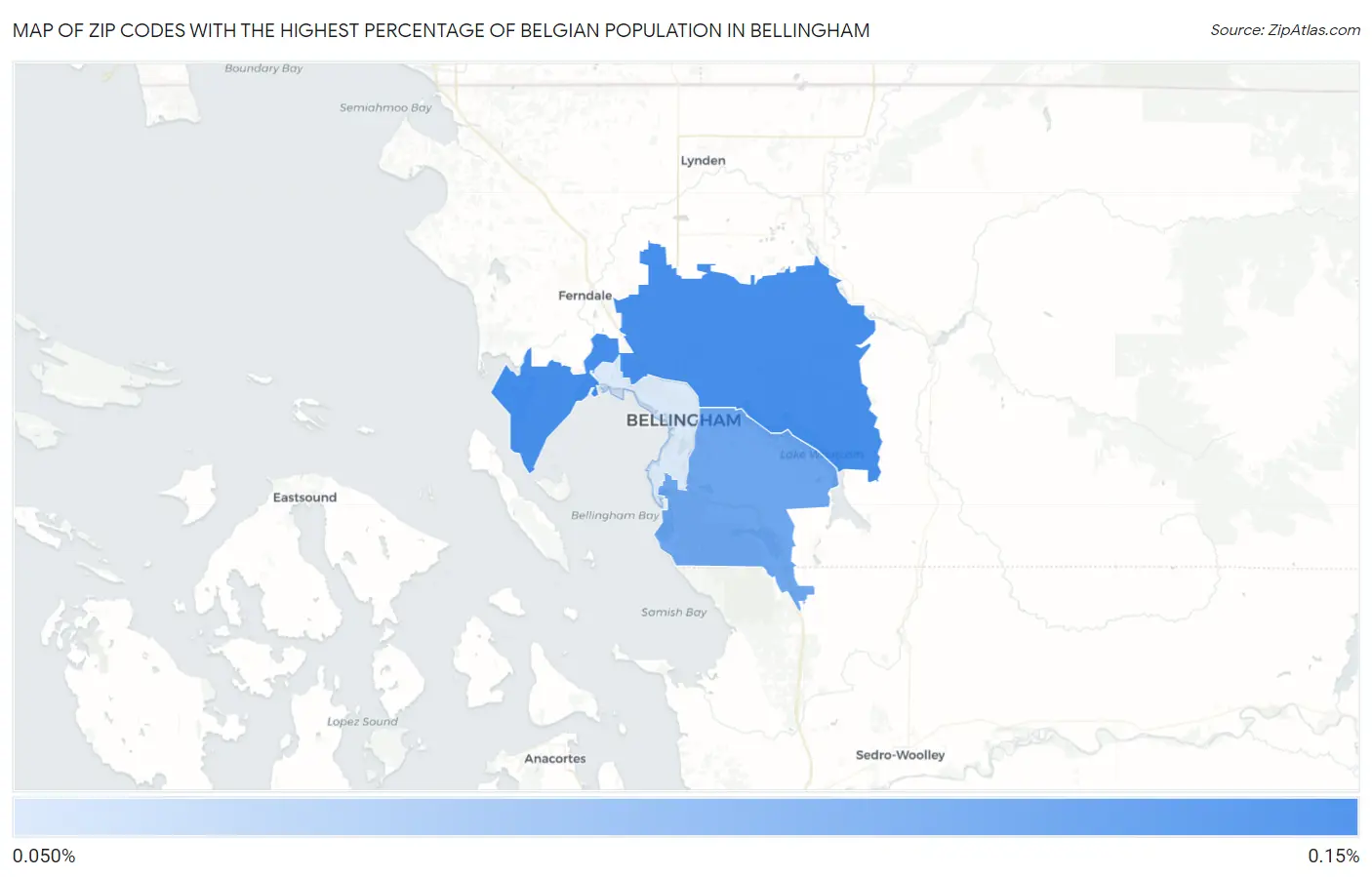 Zip Codes with the Highest Percentage of Belgian Population in Bellingham Map