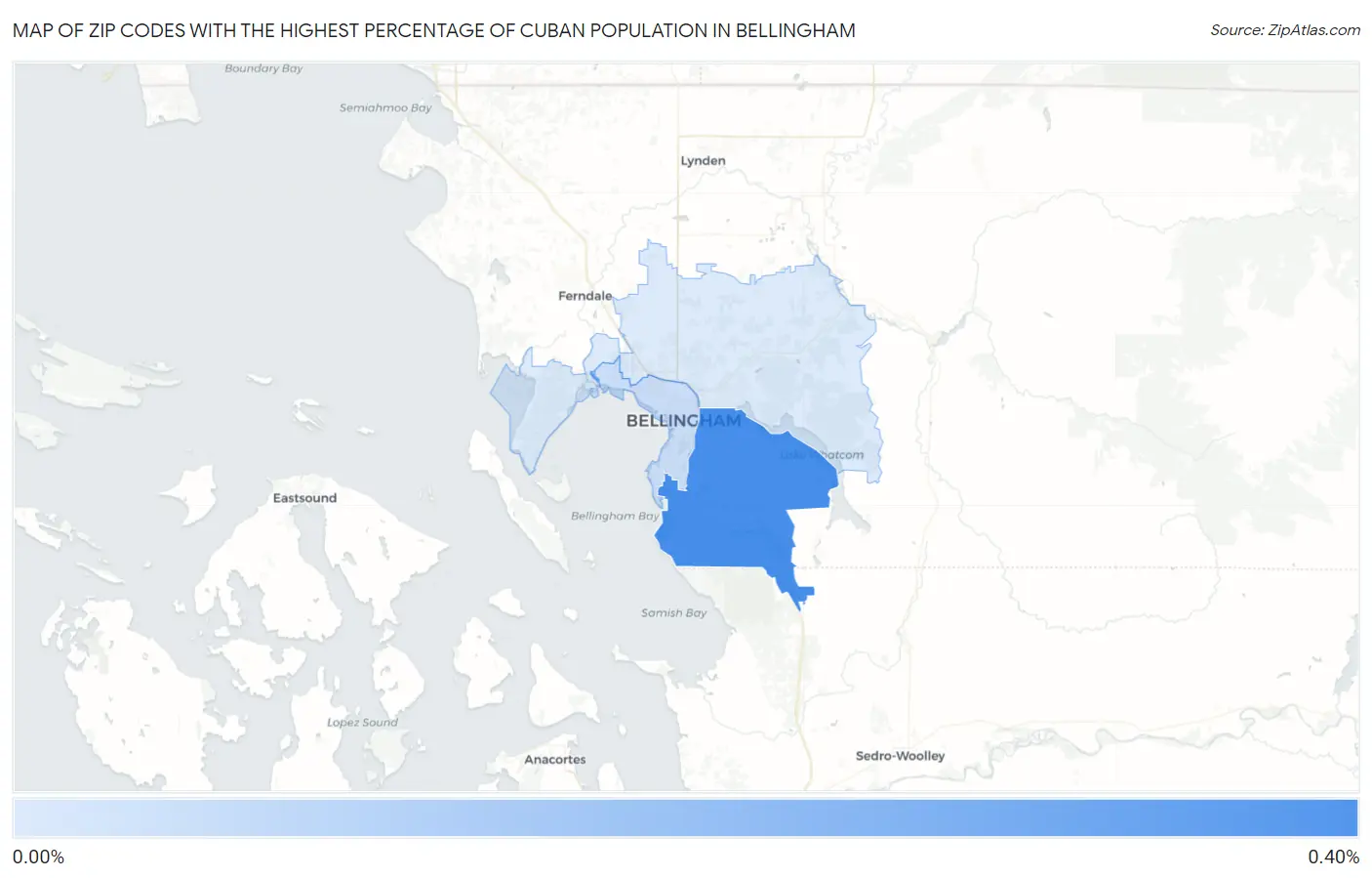 Zip Codes with the Highest Percentage of Cuban Population in Bellingham Map