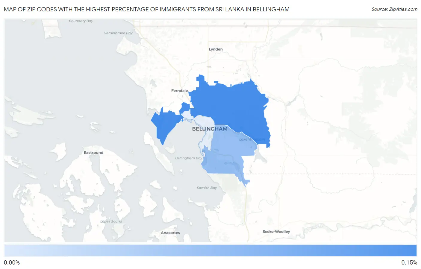 Zip Codes with the Highest Percentage of Immigrants from Sri Lanka in Bellingham Map