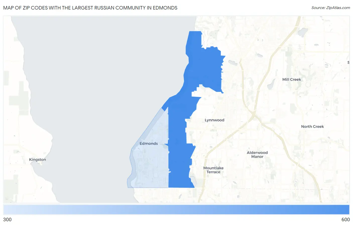 Zip Codes with the Largest Russian Community in Edmonds Map