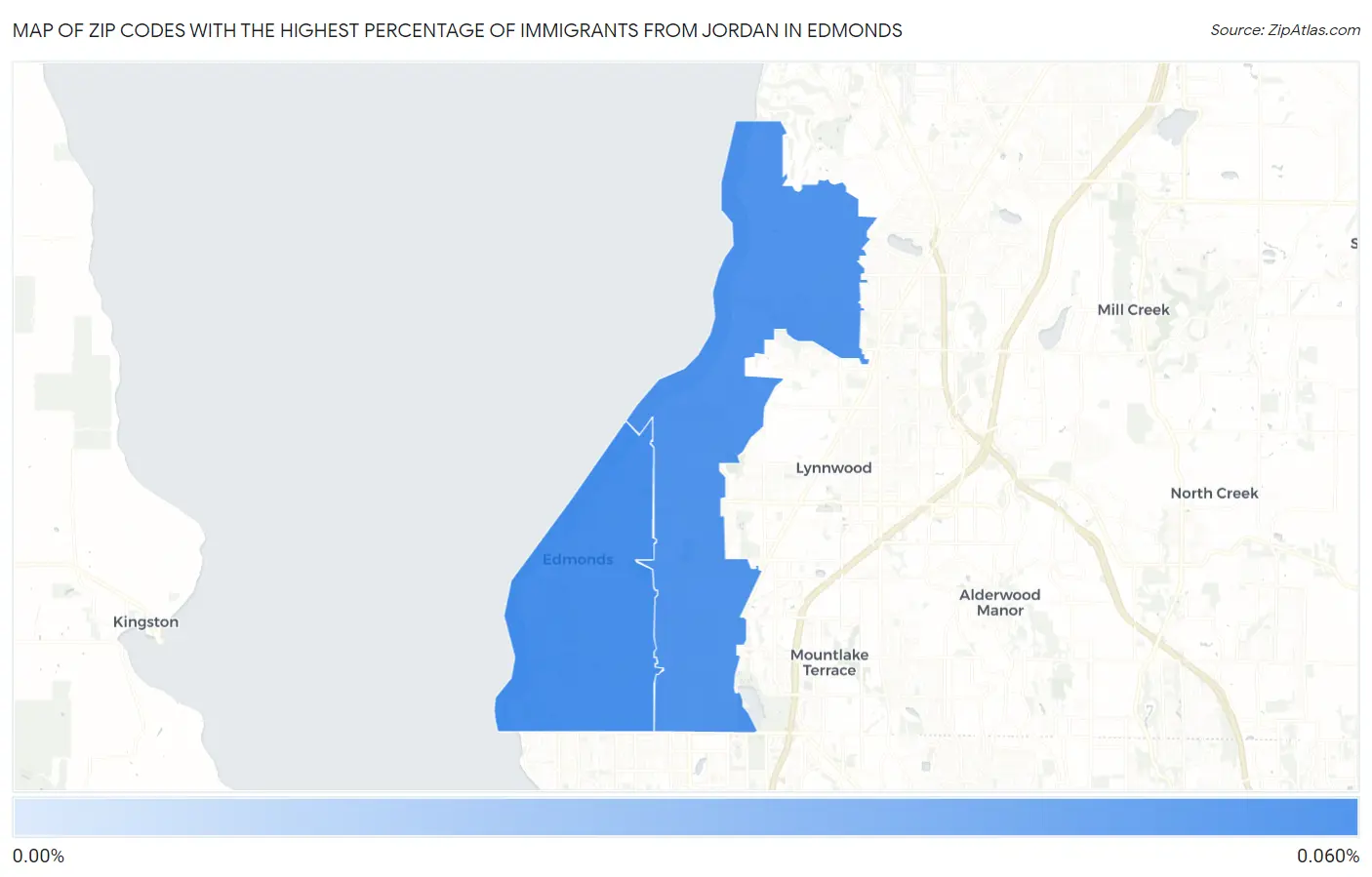 Zip Codes with the Highest Percentage of Immigrants from Jordan in Edmonds Map