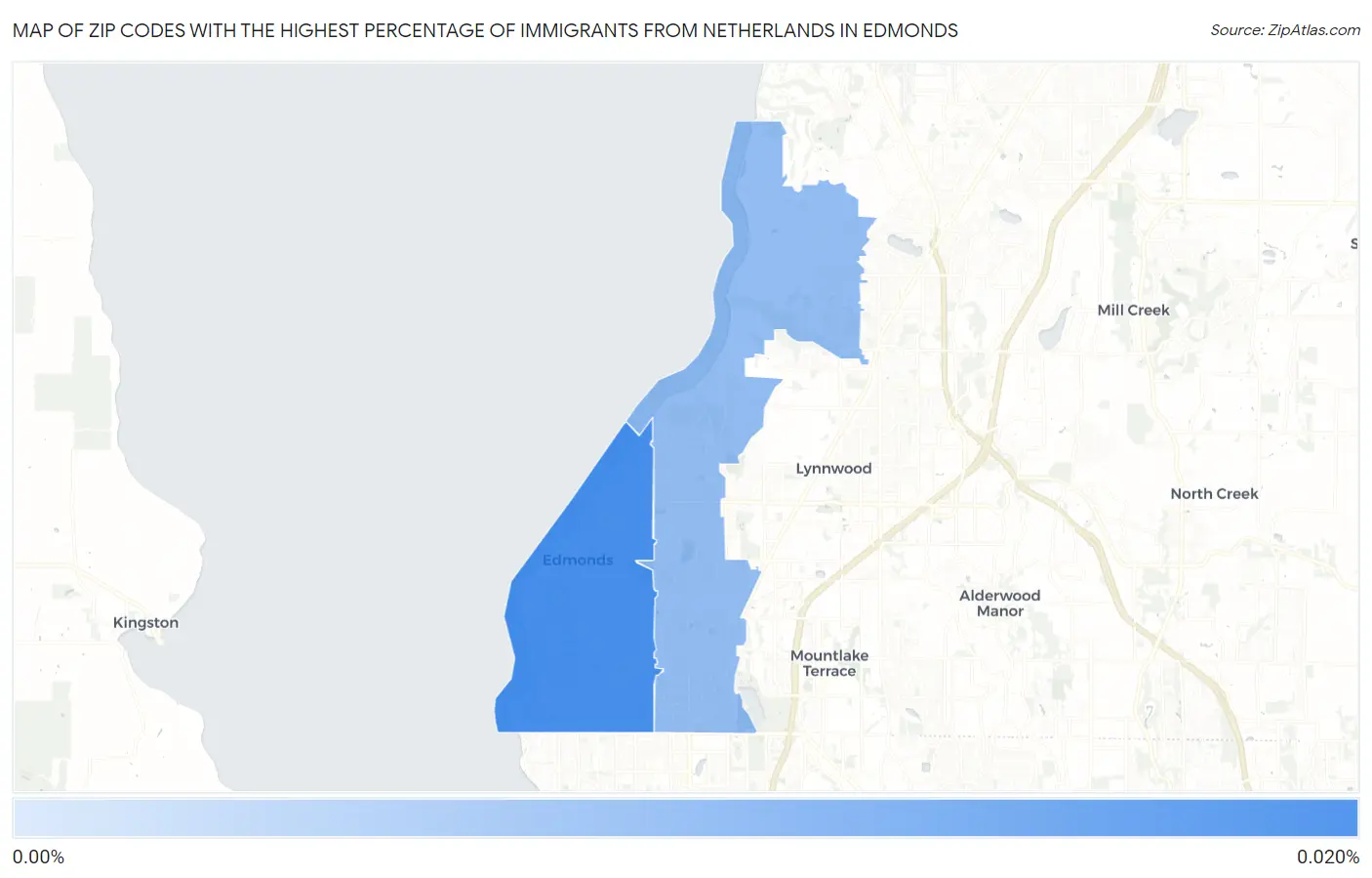 Zip Codes with the Highest Percentage of Immigrants from Netherlands in Edmonds Map