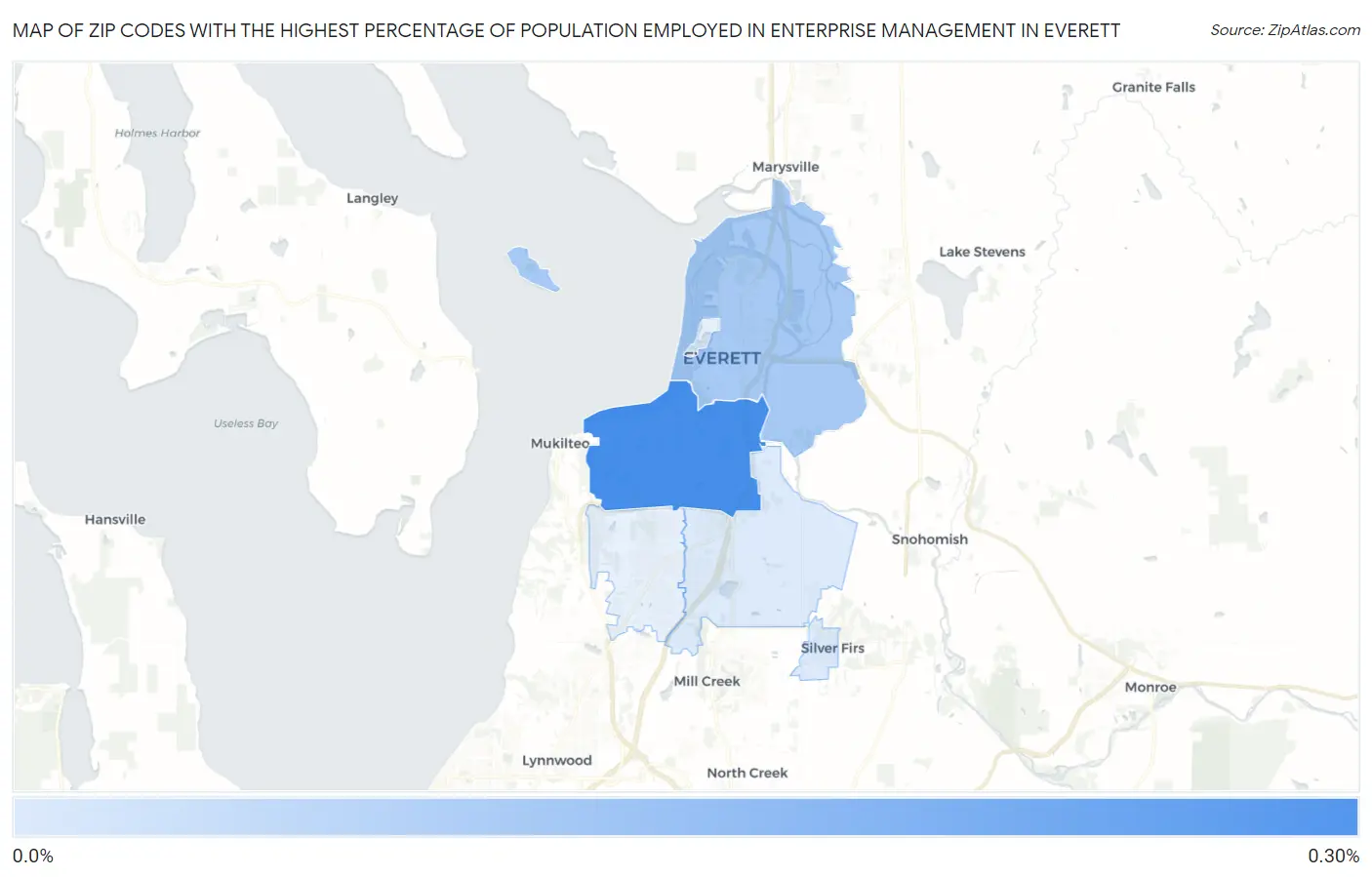 Zip Codes with the Highest Percentage of Population Employed in Enterprise Management in Everett Map