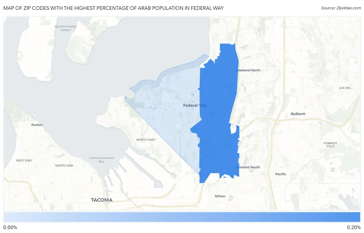 Zip Codes with the Highest Percentage of Arab Population in Federal Way Map
