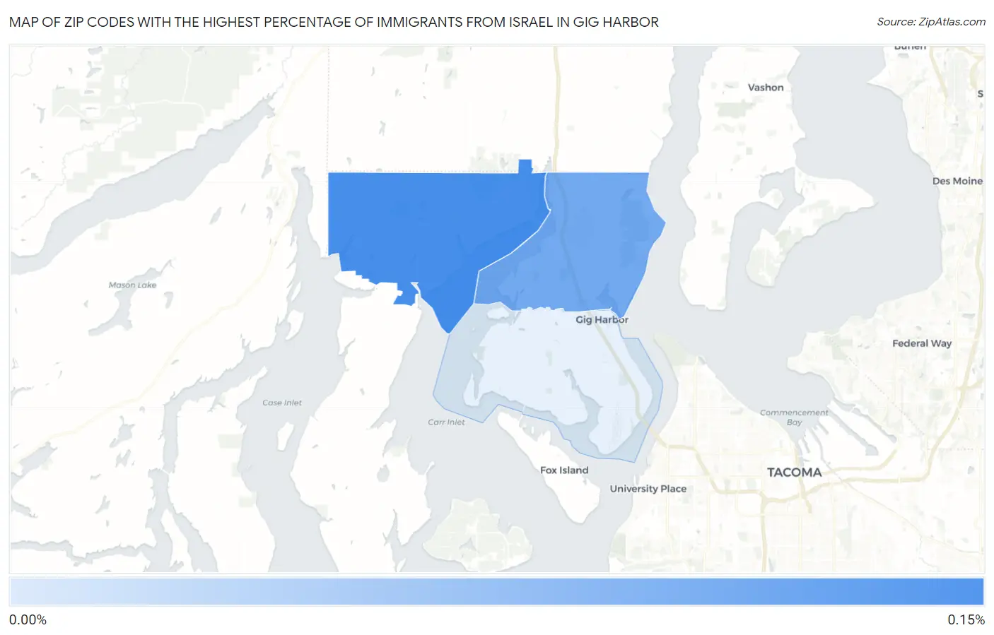 Zip Codes with the Highest Percentage of Immigrants from Israel in Gig Harbor Map