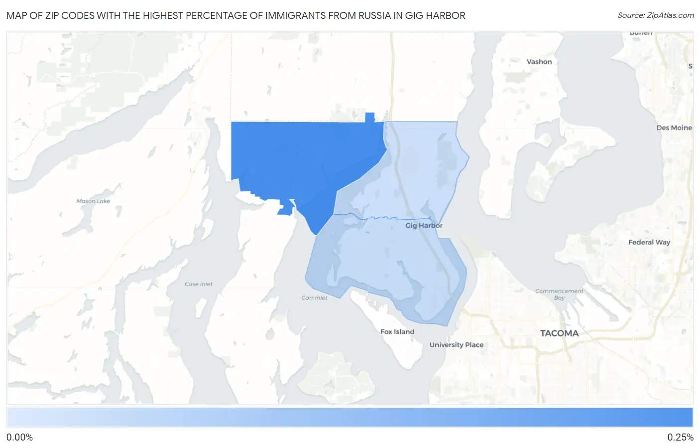 Zip Codes with the Highest Percentage of Immigrants from Russia in Gig Harbor Map