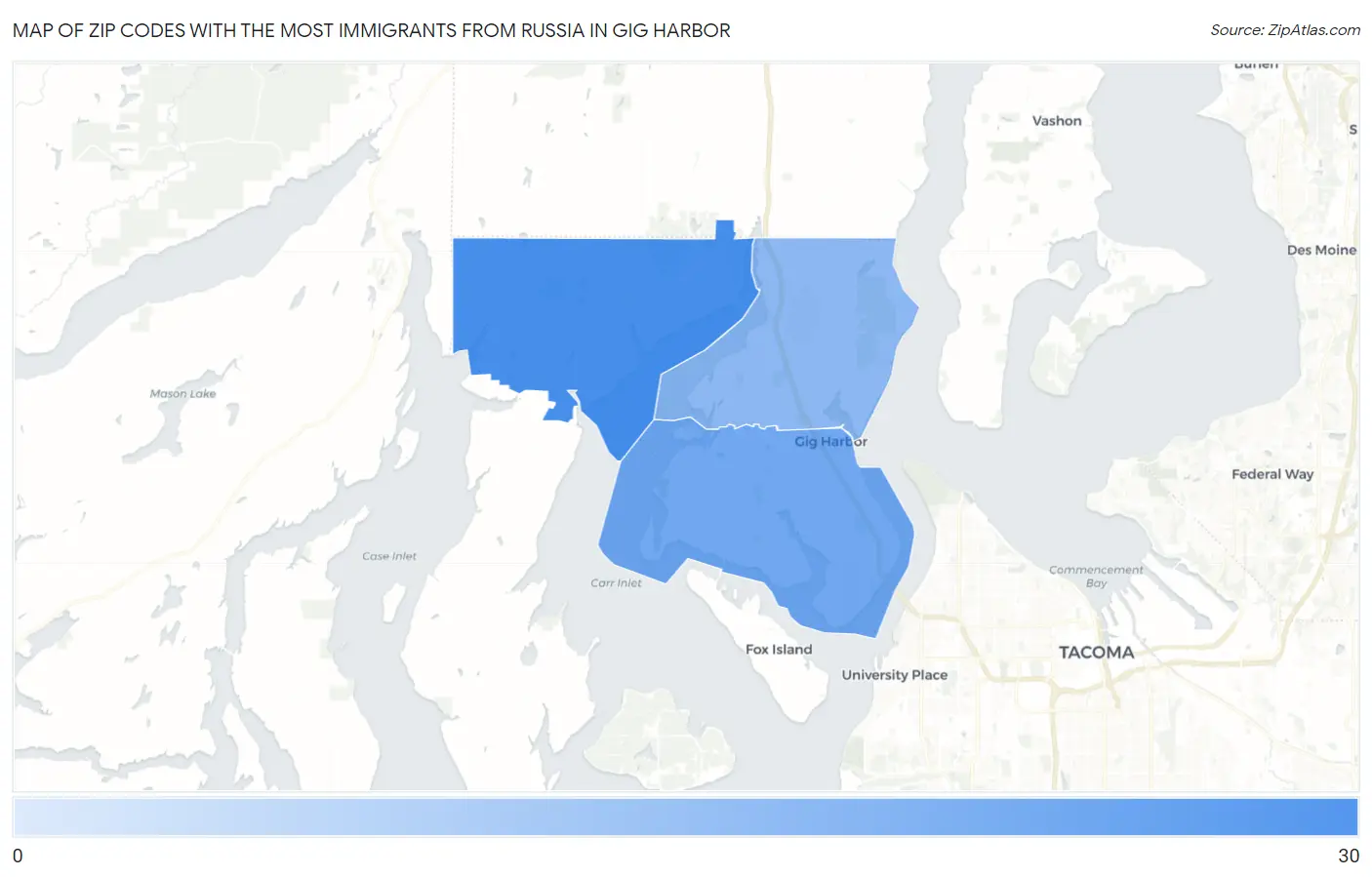 Zip Codes with the Most Immigrants from Russia in Gig Harbor Map