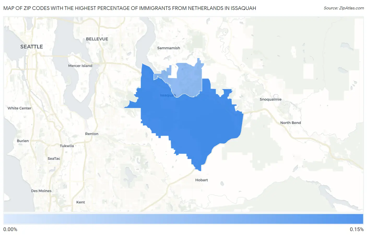 Zip Codes with the Highest Percentage of Immigrants from Netherlands in Issaquah Map