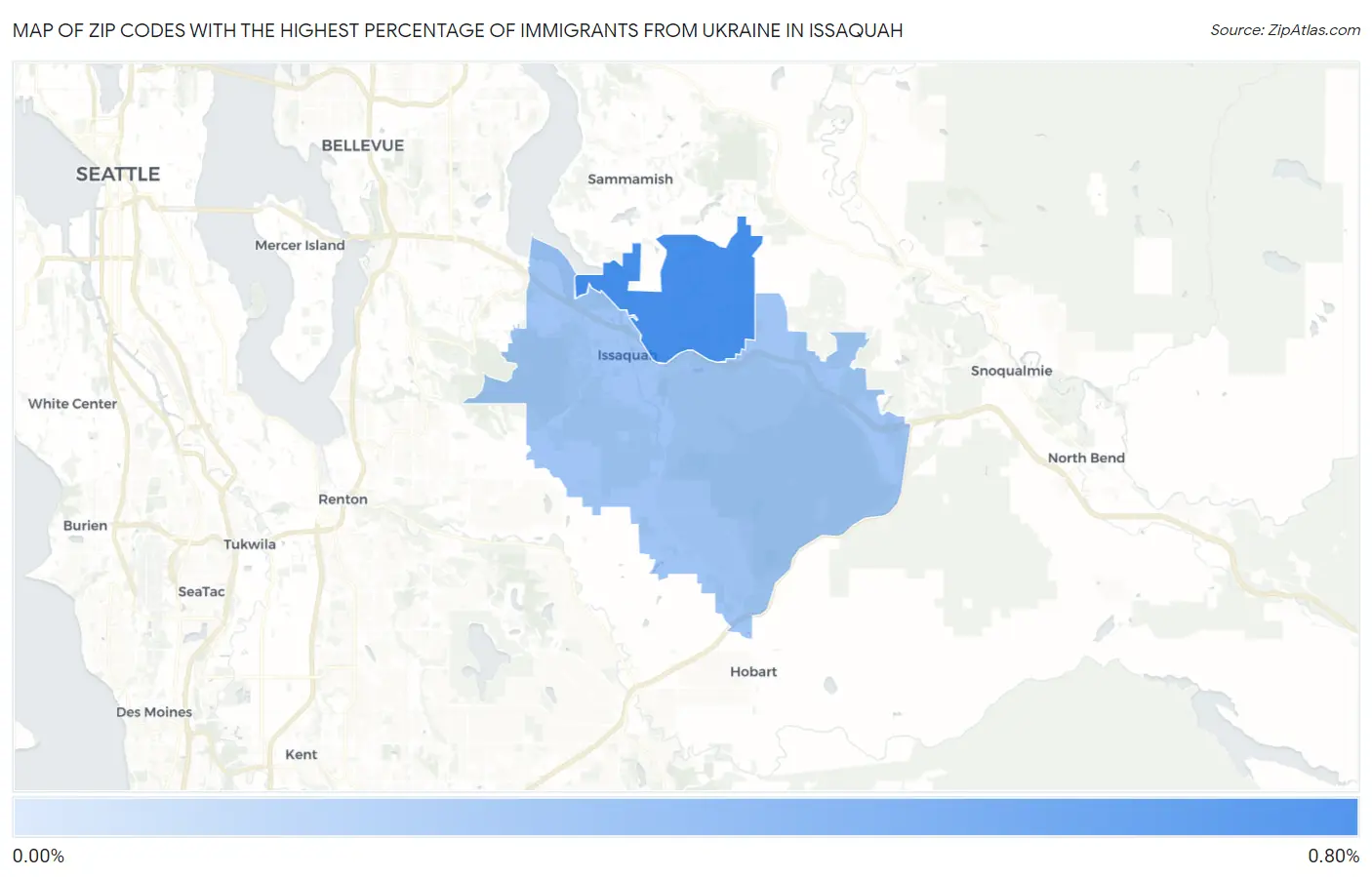 Zip Codes with the Highest Percentage of Immigrants from Ukraine in Issaquah Map