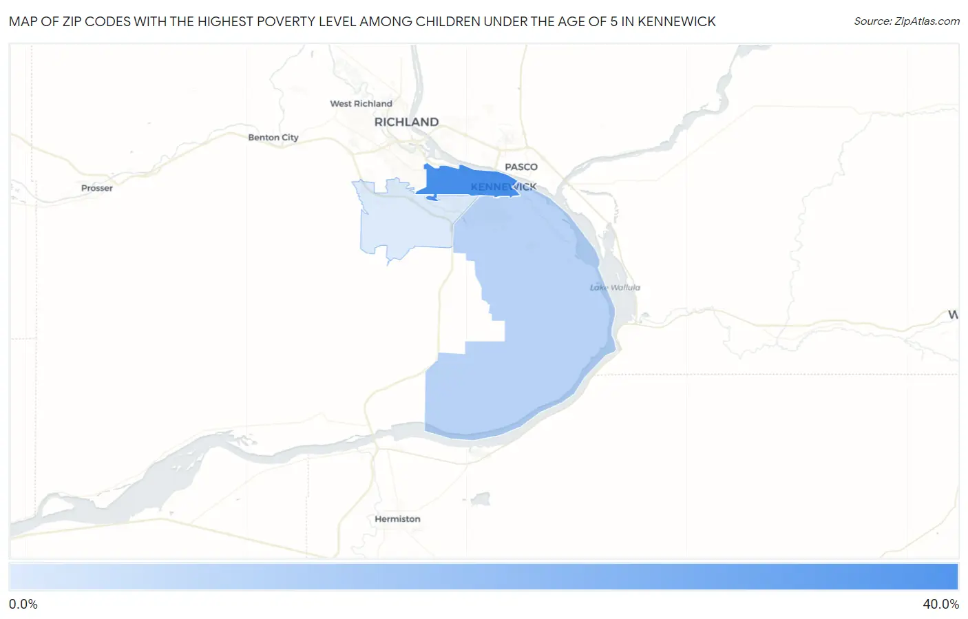 Zip Codes with the Highest Poverty Level Among Children Under the Age of 5 in Kennewick Map