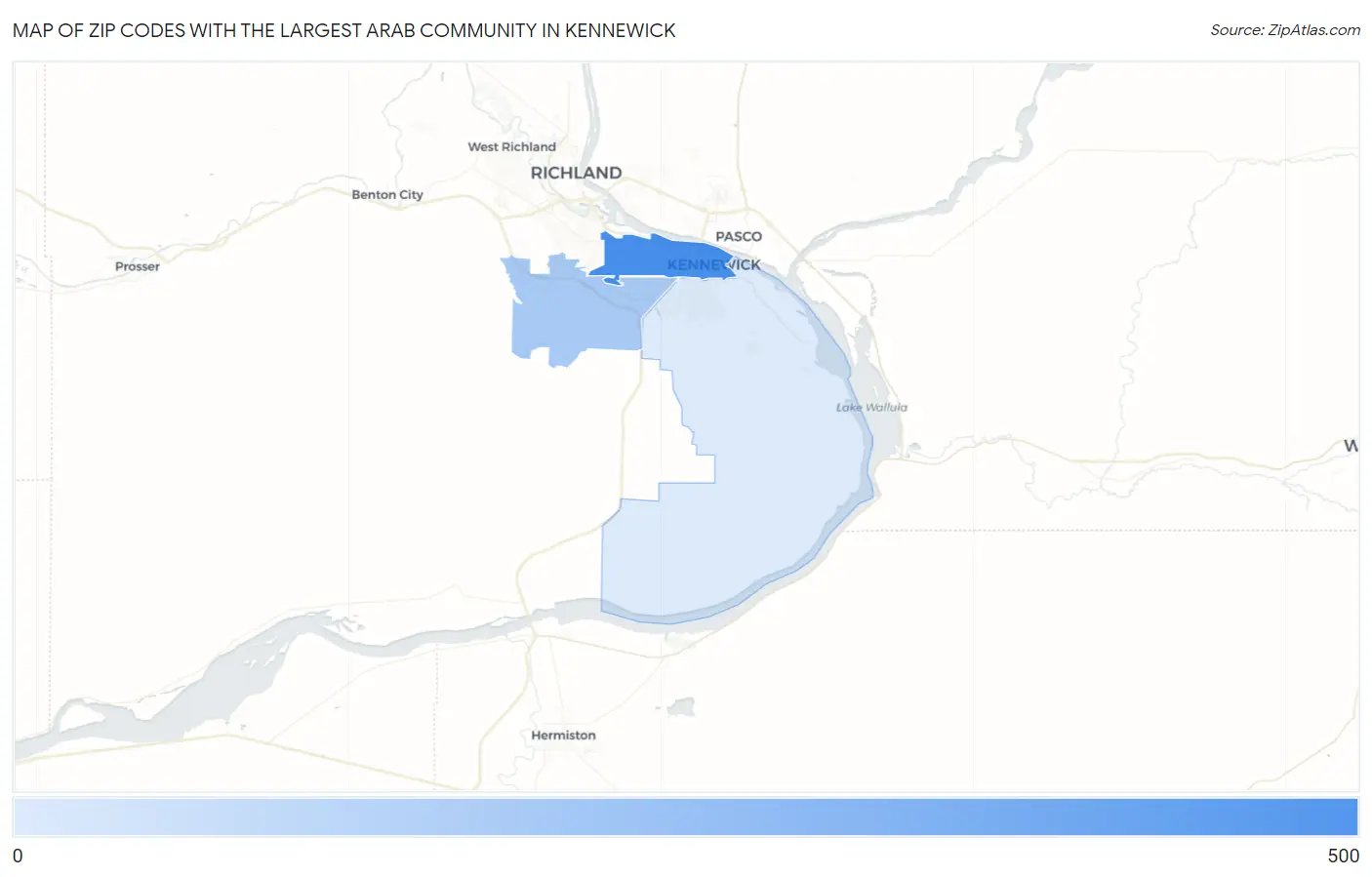 Zip Codes with the Largest Arab Community in Kennewick Map