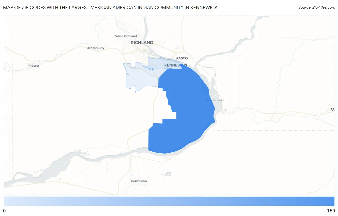 Zip Codes with the Largest Mexican American Indian Community in Kennewick Map