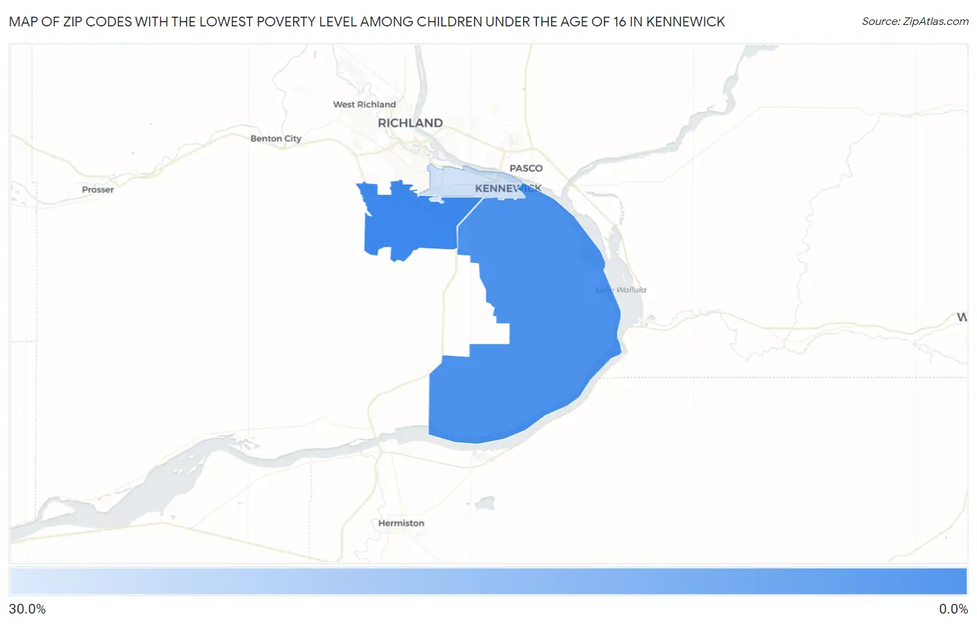 Zip Codes with the Lowest Poverty Level Among Children Under the Age of 16 in Kennewick Map