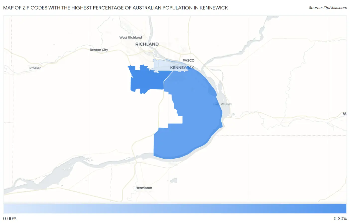 Zip Codes with the Highest Percentage of Australian Population in Kennewick Map