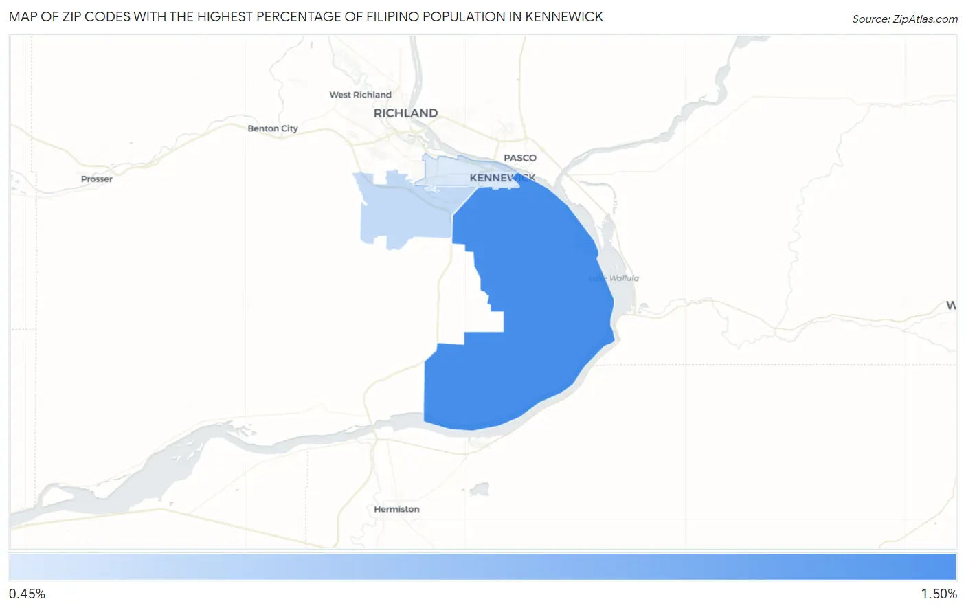 Zip Codes with the Highest Percentage of Filipino Population in Kennewick Map