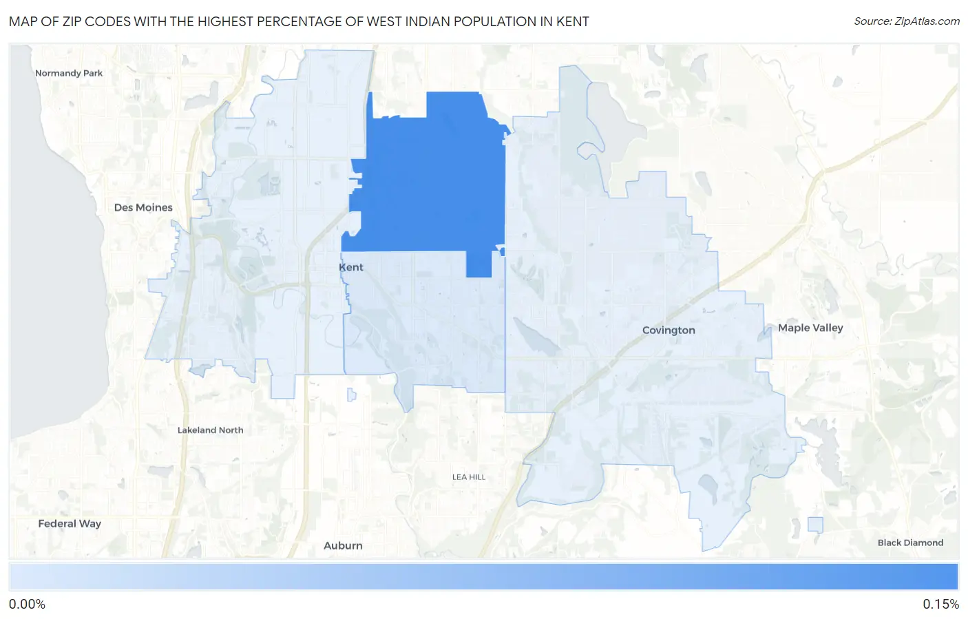 Zip Codes with the Highest Percentage of West Indian Population in Kent Map