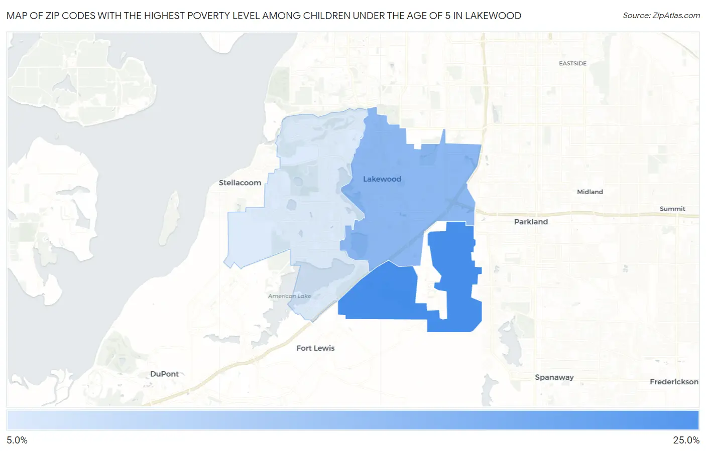 Zip Codes with the Highest Poverty Level Among Children Under the Age of 5 in Lakewood Map