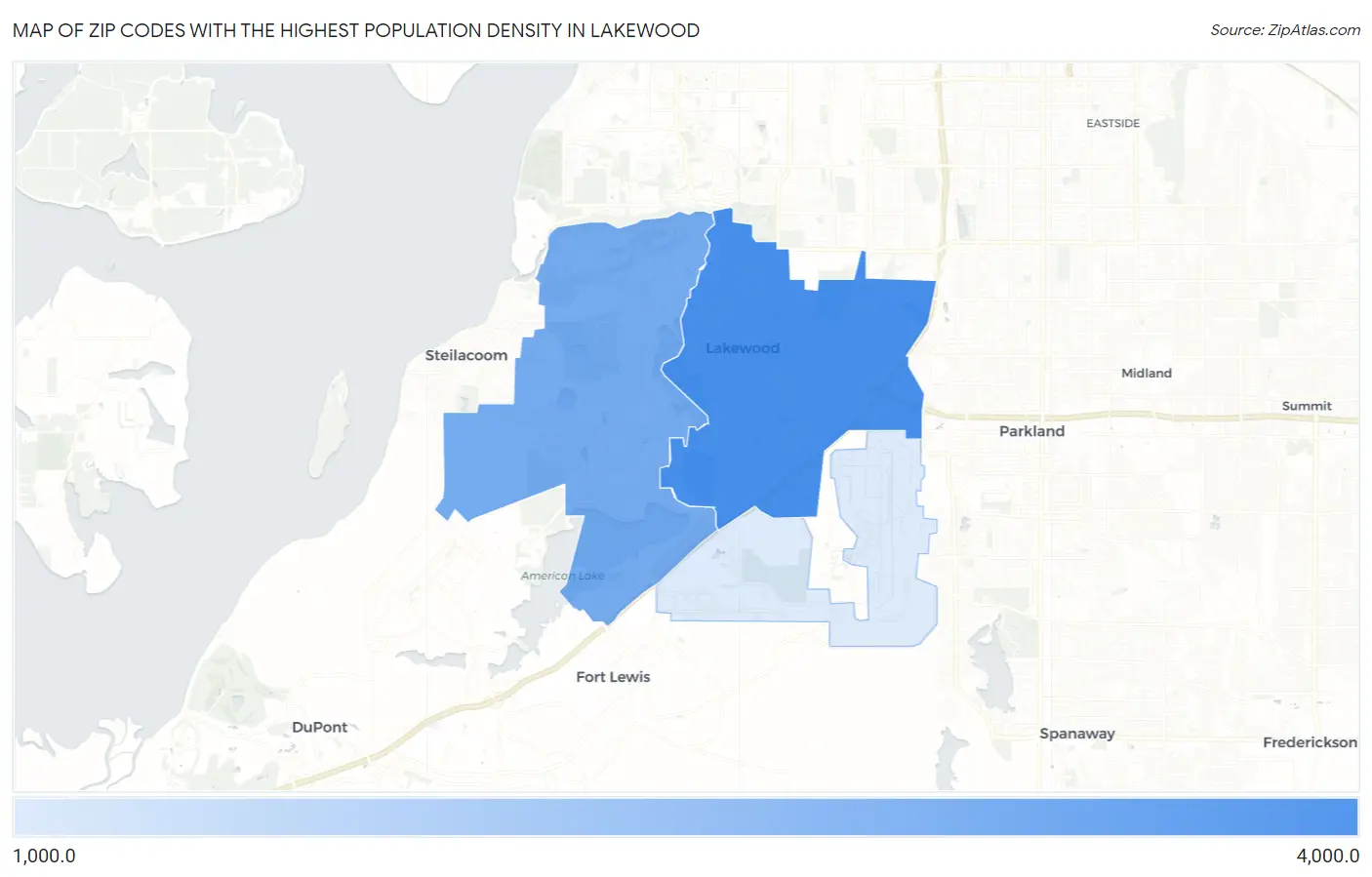 Zip Codes with the Highest Population Density in Lakewood Map