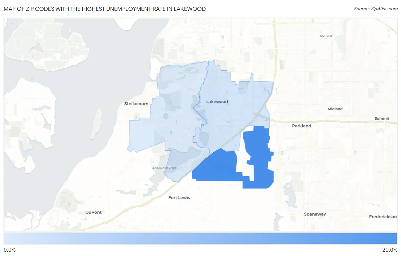 Zip Codes with the Highest Unemployment Rate in Lakewood Map