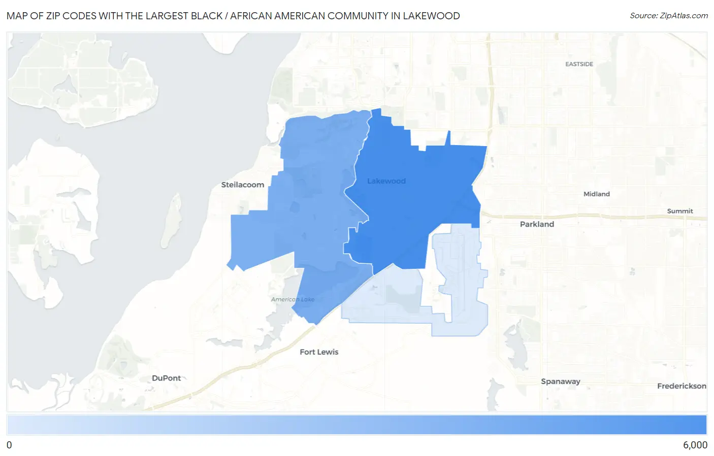 Zip Codes with the Largest Black / African American Community in Lakewood Map