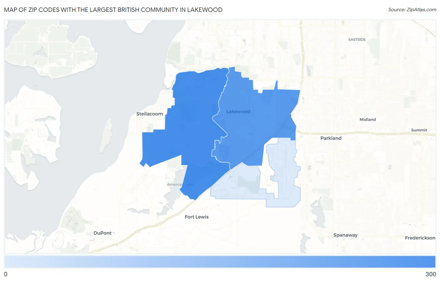 Zip Codes with the Largest British Community in Lakewood Map