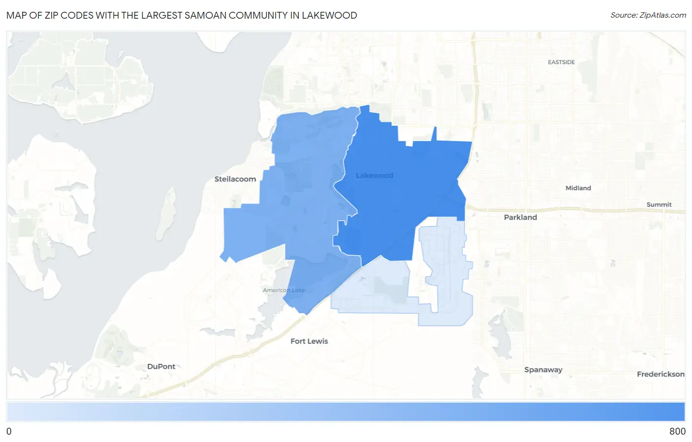 Zip Codes with the Largest Samoan Community in Lakewood Map