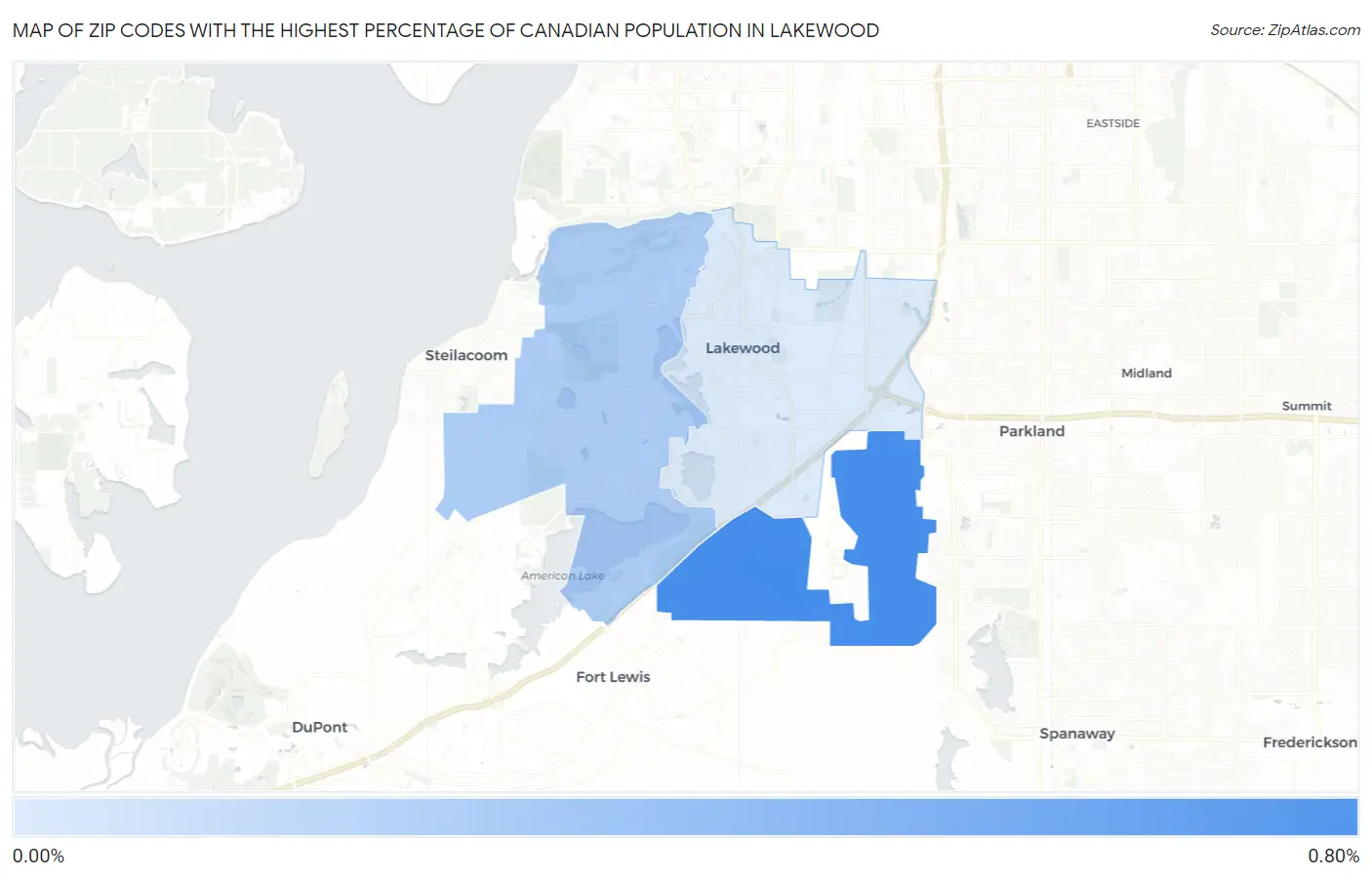 Zip Codes with the Highest Percentage of Canadian Population in Lakewood Map