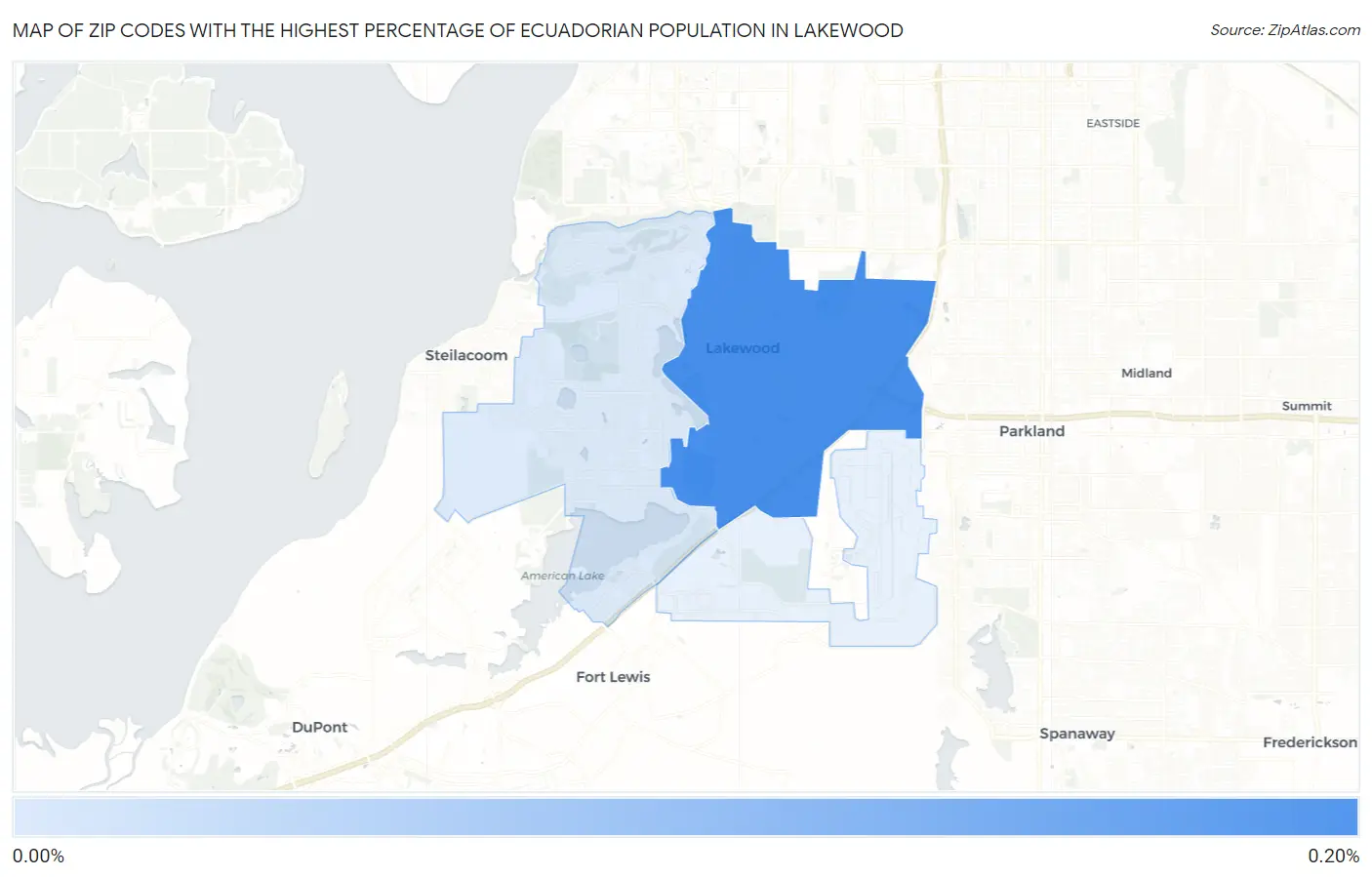Zip Codes with the Highest Percentage of Ecuadorian Population in Lakewood Map