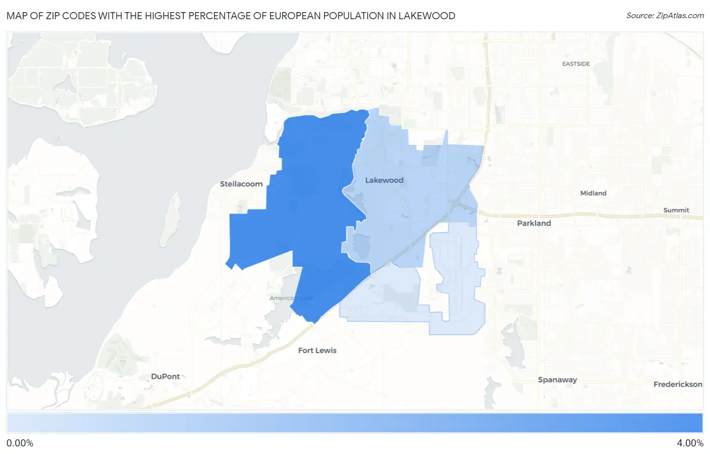 Zip Codes with the Highest Percentage of European Population in Lakewood Map