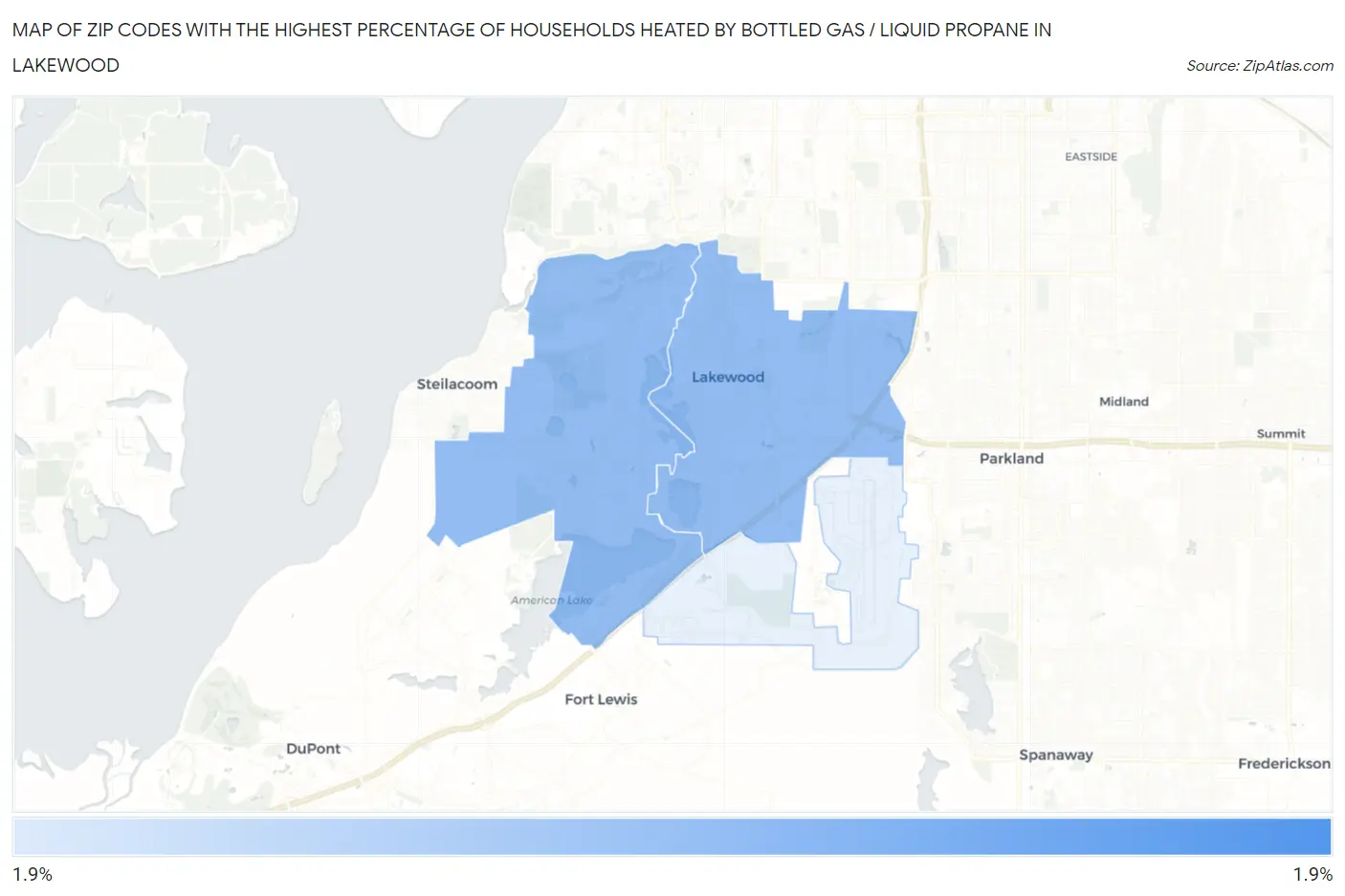 Zip Codes with the Highest Percentage of Households Heated by Bottled Gas / Liquid Propane in Lakewood Map