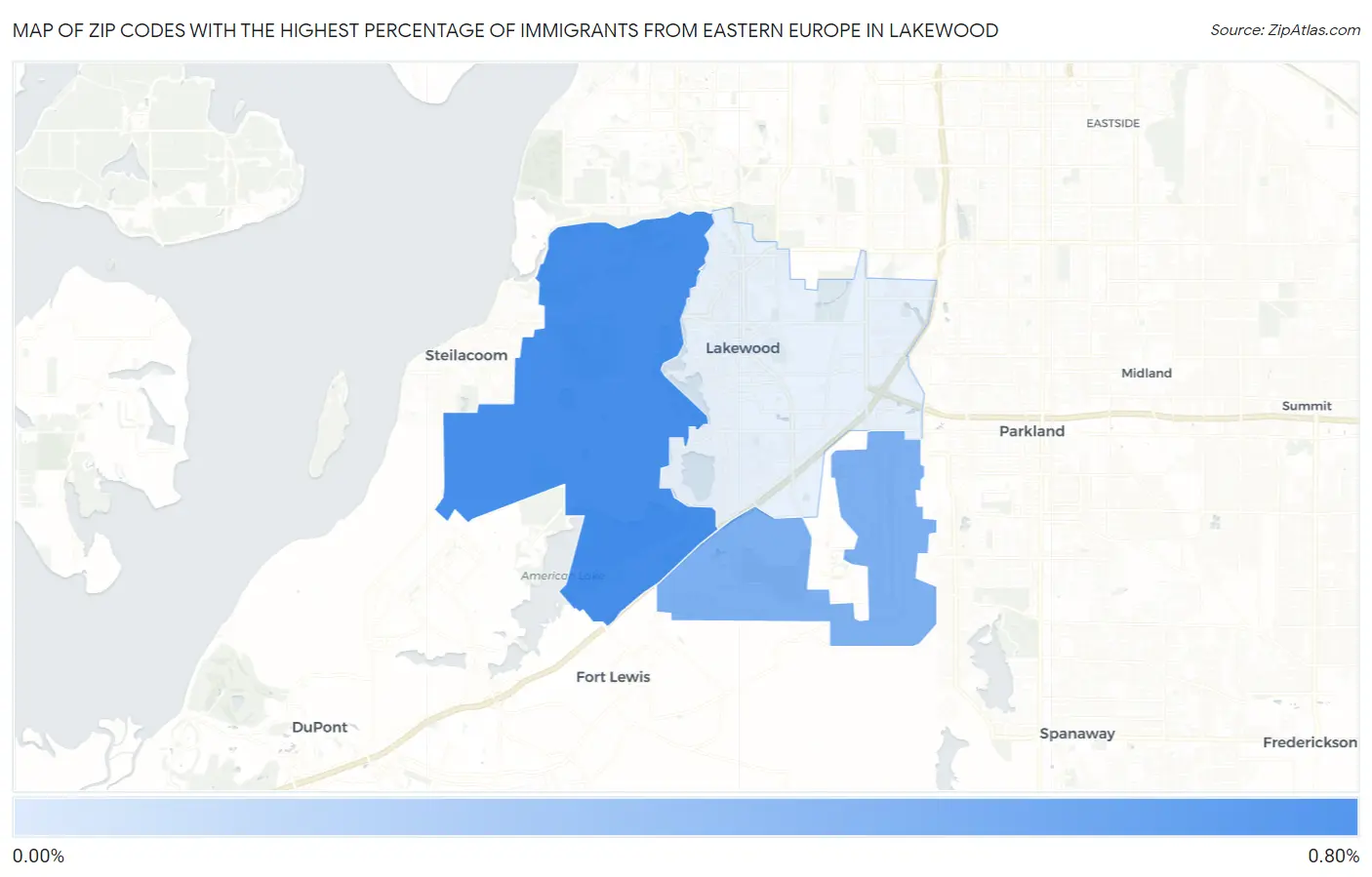 Zip Codes with the Highest Percentage of Immigrants from Eastern Europe in Lakewood Map
