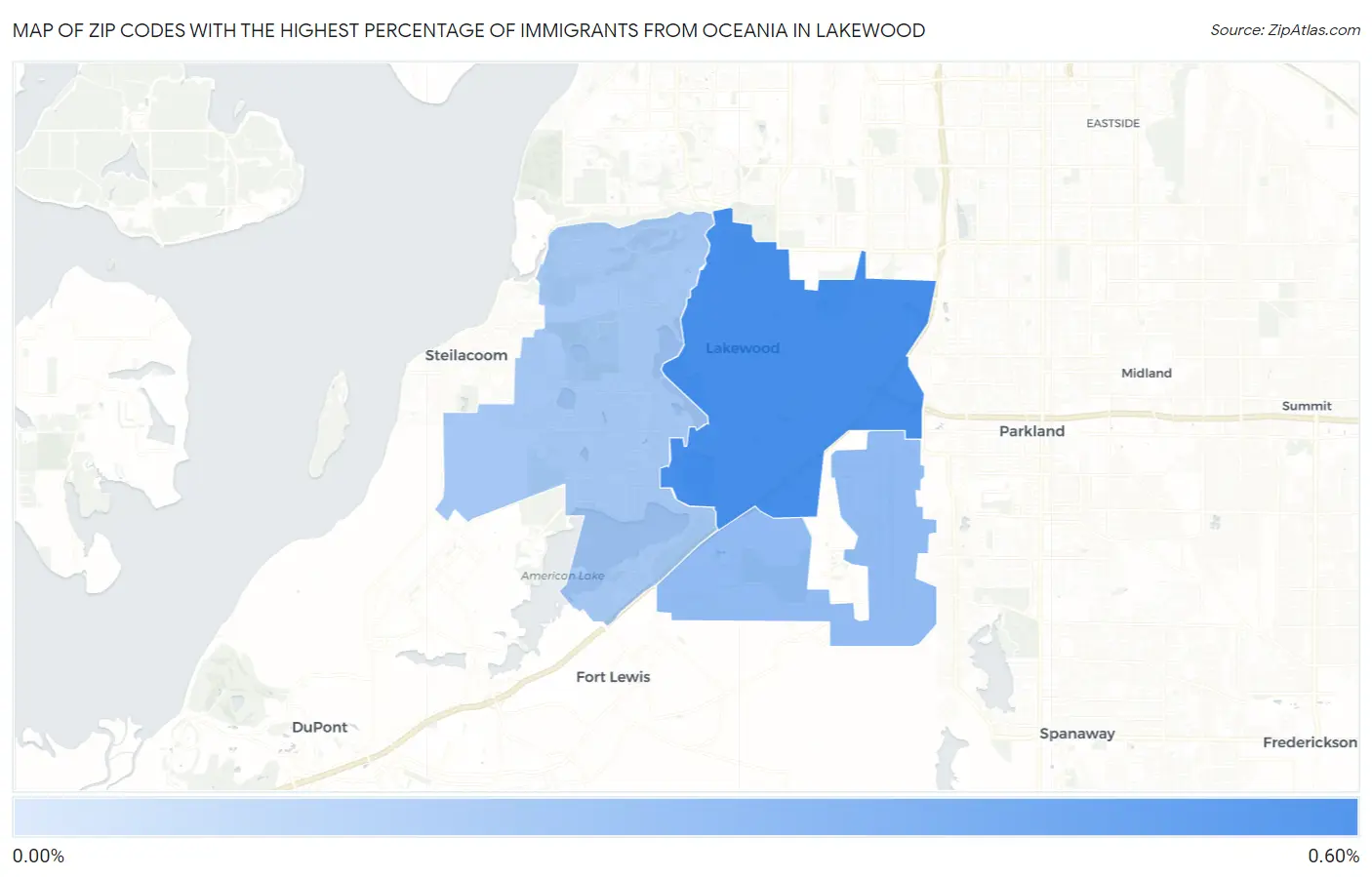 Zip Codes with the Highest Percentage of Immigrants from Oceania in Lakewood Map