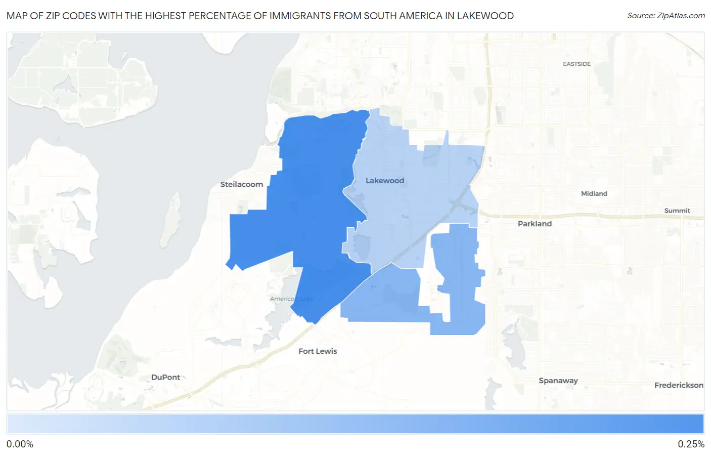 Zip Codes with the Highest Percentage of Immigrants from South America in Lakewood Map