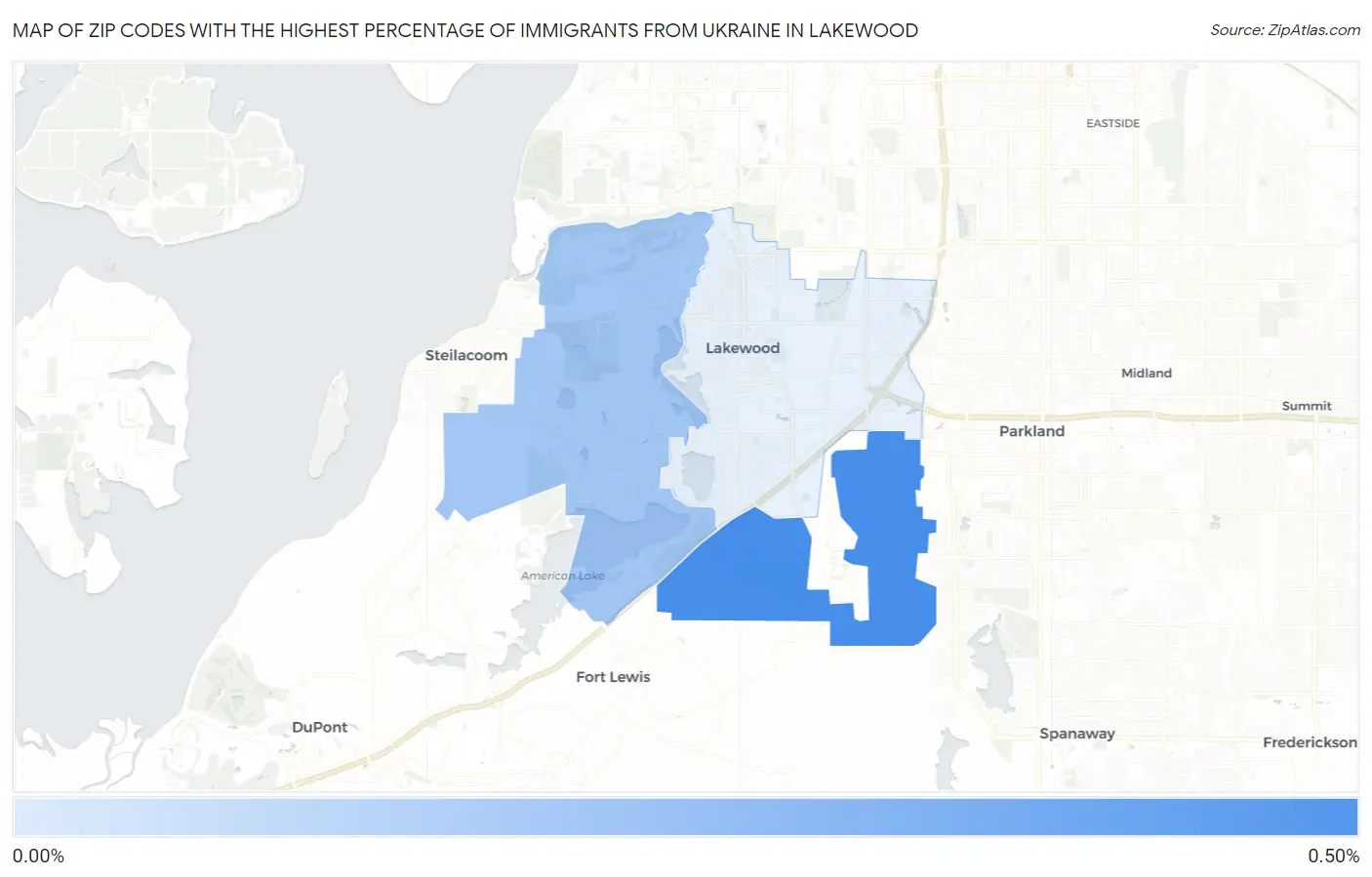 Zip Codes with the Highest Percentage of Immigrants from Ukraine in Lakewood Map