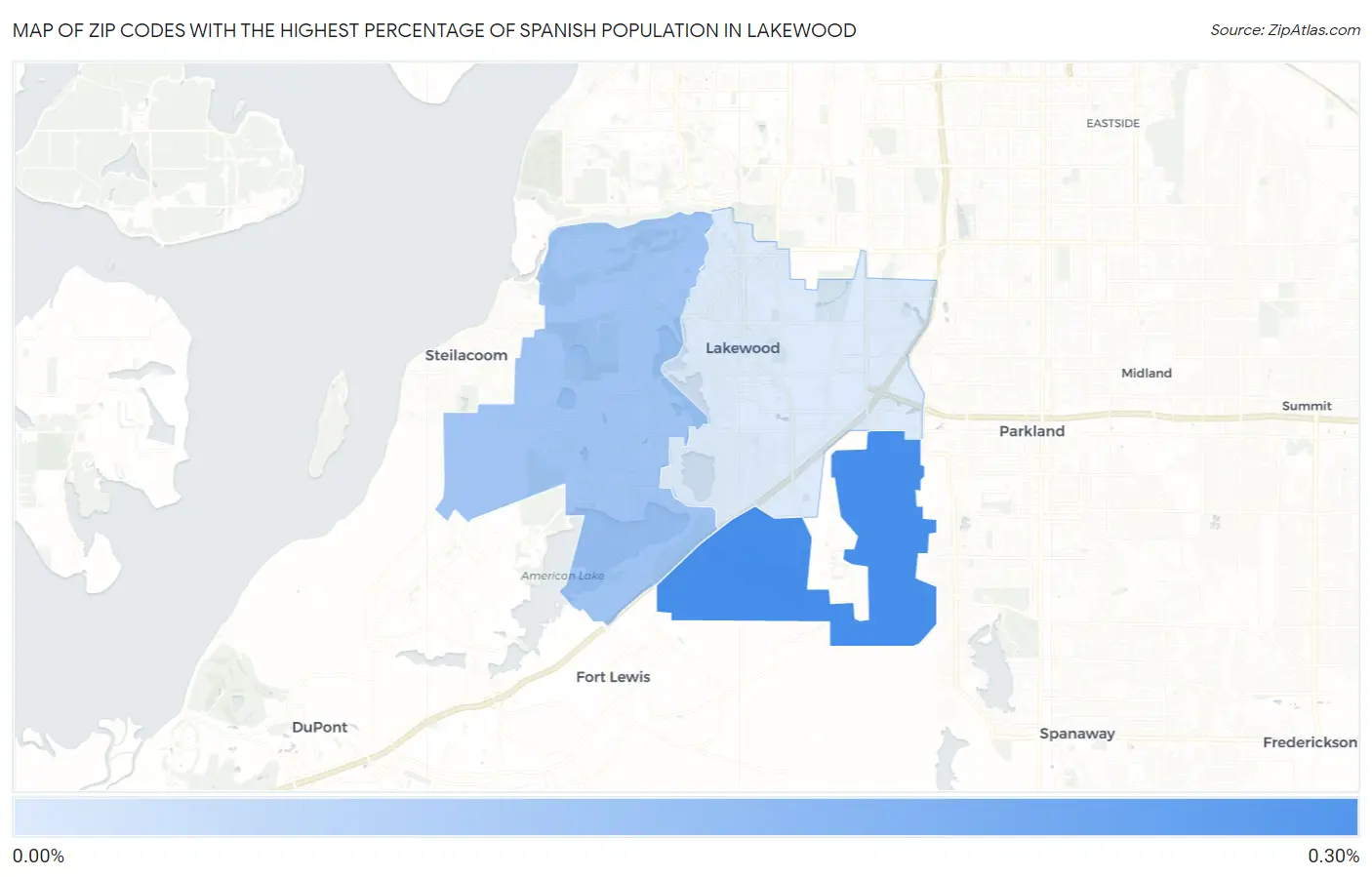 Zip Codes with the Highest Percentage of Spanish Population in Lakewood Map