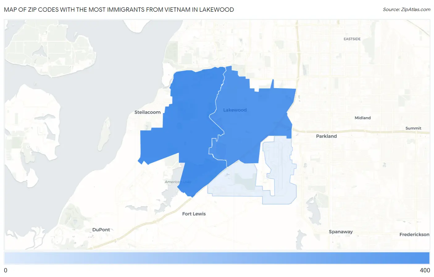 Zip Codes with the Most Immigrants from Vietnam in Lakewood Map