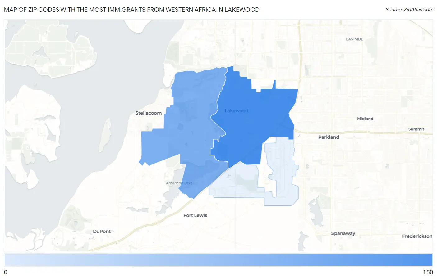 Zip Codes with the Most Immigrants from Western Africa in Lakewood Map