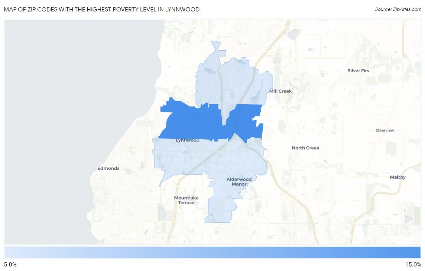 Zip Codes with the Highest Poverty Level in Lynnwood Map