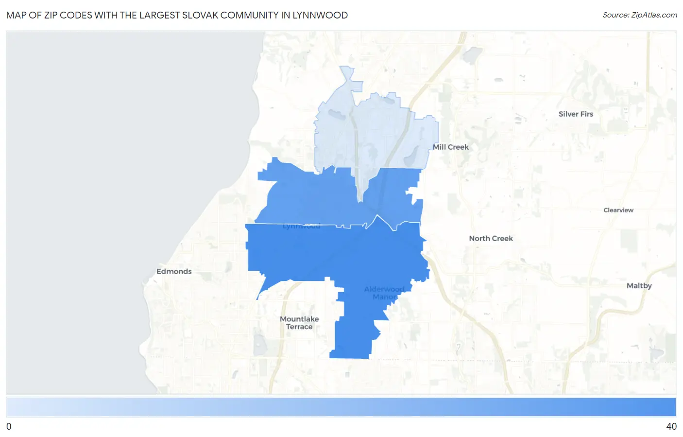 Zip Codes with the Largest Slovak Community in Lynnwood Map